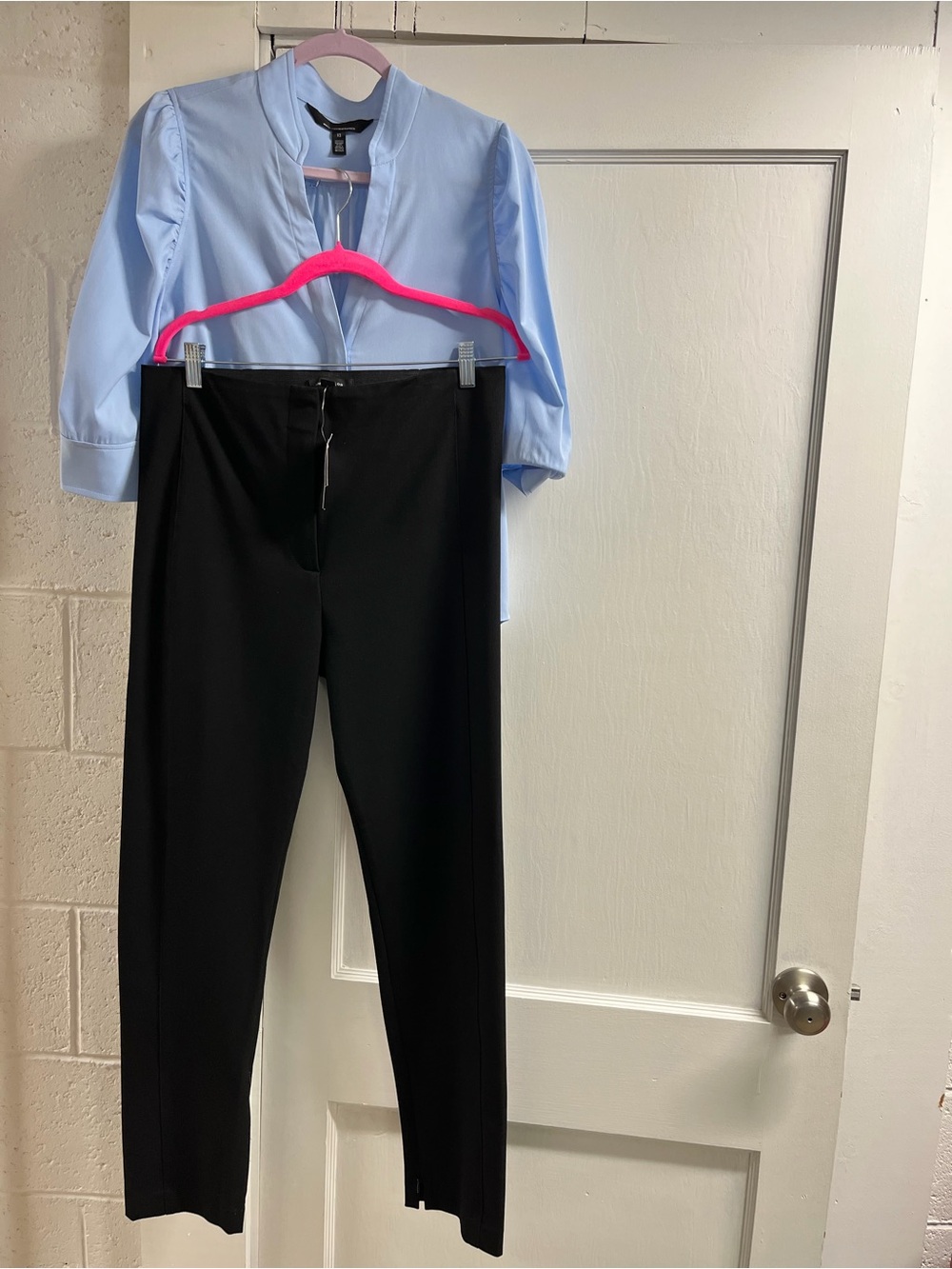 Ann Taylor pants & White House Black Market Blouse Bundle - Black & Light Blue